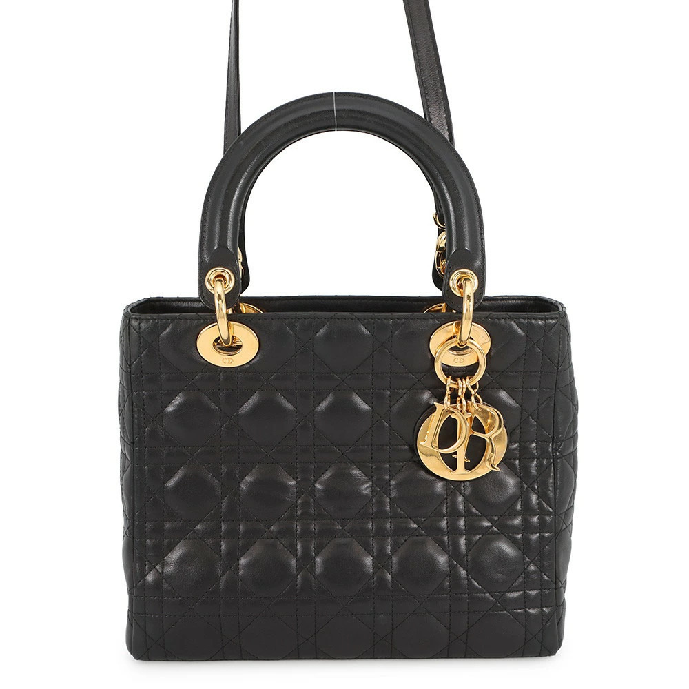 Dior handbag Lady Cannage leather Christian black bag
